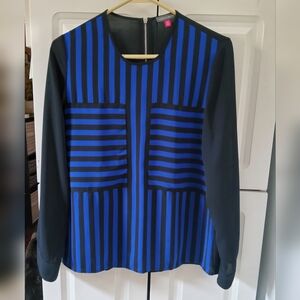 Vince Camuto Blue and Black Striped Blouse